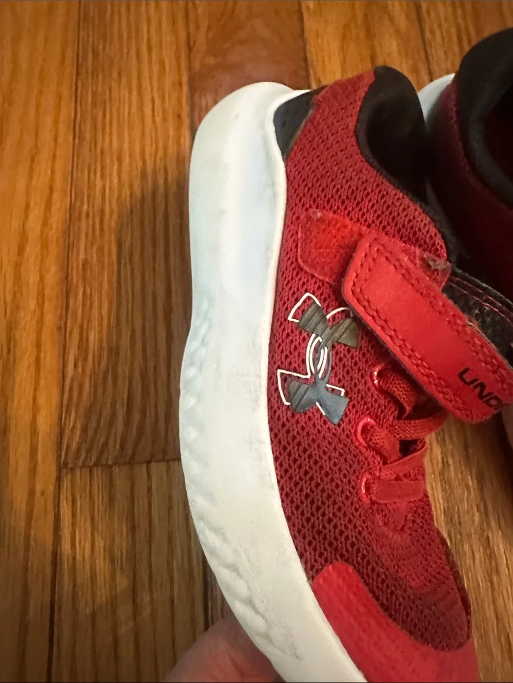 Under Armour Kids Red and White Athletic Sneakers